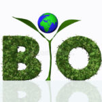 | bio word plant world view composed letters b o covered grass flowers letter i small 30619641